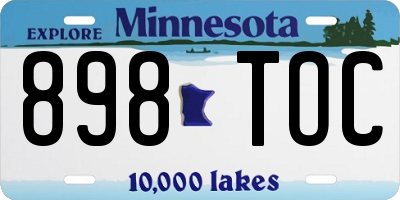 MN license plate 898TOC