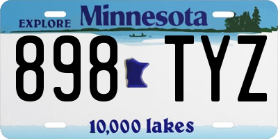 MN license plate 898TYZ
