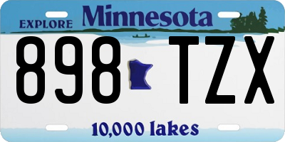 MN license plate 898TZX