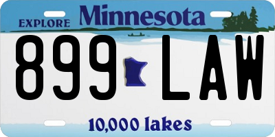 MN license plate 899LAW