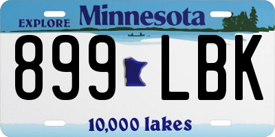 MN license plate 899LBK