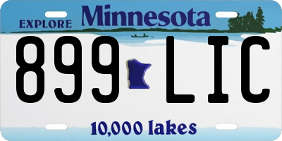 MN license plate 899LIC