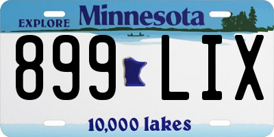 MN license plate 899LIX