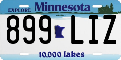 MN license plate 899LIZ