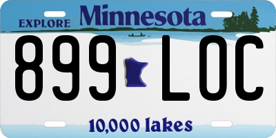 MN license plate 899LOC