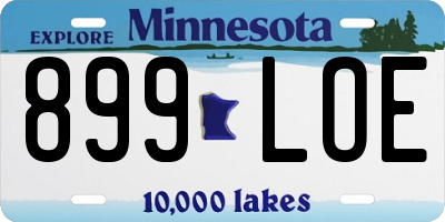 MN license plate 899LOE