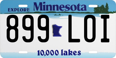 MN license plate 899LOI