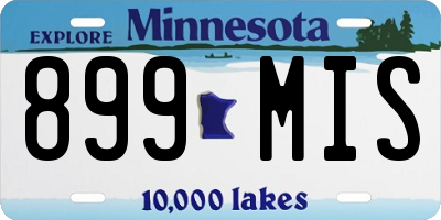 MN license plate 899MIS