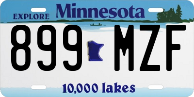 MN license plate 899MZF