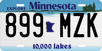 MN license plate 899MZK