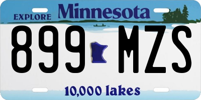 MN license plate 899MZS