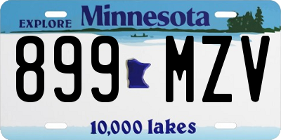 MN license plate 899MZV