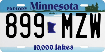 MN license plate 899MZW
