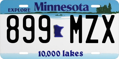 MN license plate 899MZX