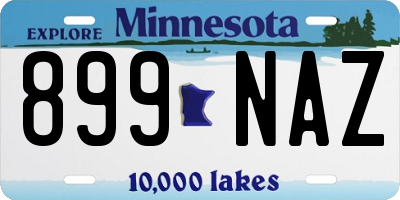 MN license plate 899NAZ