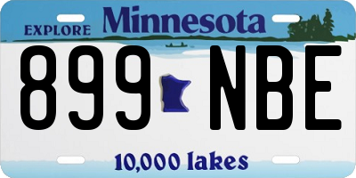MN license plate 899NBE