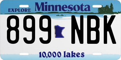 MN license plate 899NBK
