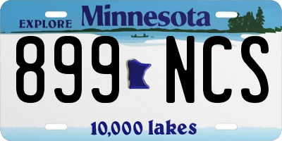 MN license plate 899NCS