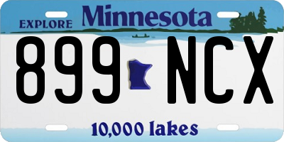 MN license plate 899NCX