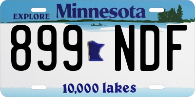 MN license plate 899NDF
