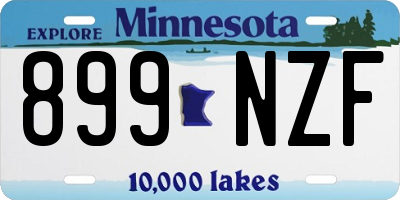 MN license plate 899NZF