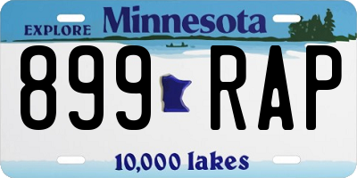 MN license plate 899RAP