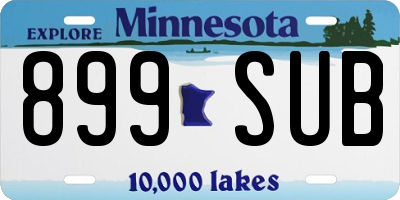 MN license plate 899SUB