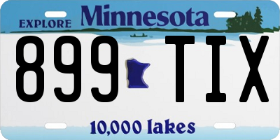 MN license plate 899TIX