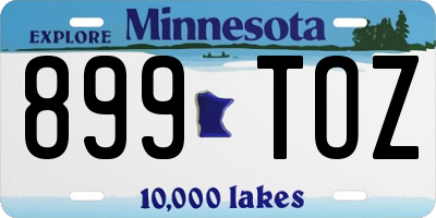 MN license plate 899TOZ