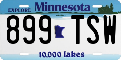 MN license plate 899TSW