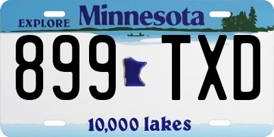 MN license plate 899TXD