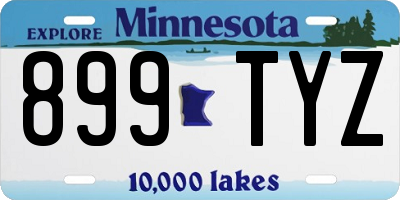MN license plate 899TYZ