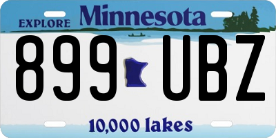 MN license plate 899UBZ