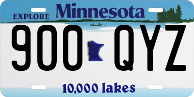 MN license plate 900QYZ