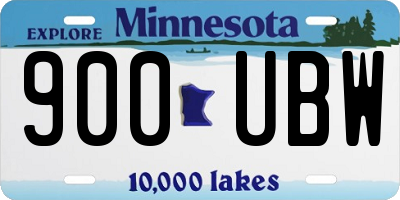 MN license plate 900UBW