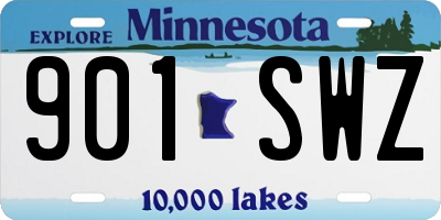 MN license plate 901SWZ