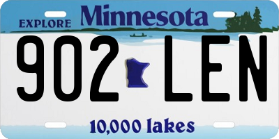MN license plate 902LEN