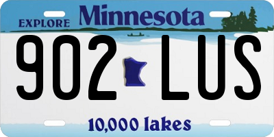 MN license plate 902LUS