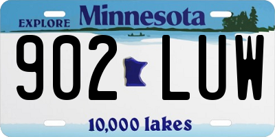 MN license plate 902LUW