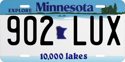 MN license plate 902LUX