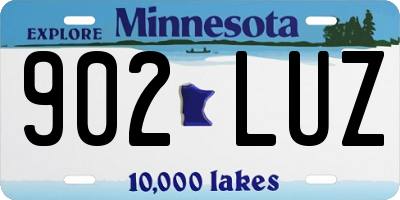 MN license plate 902LUZ
