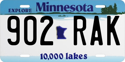MN license plate 902RAK