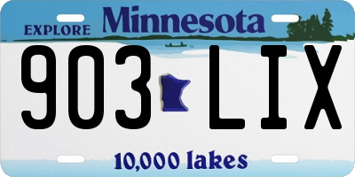 MN license plate 903LIX