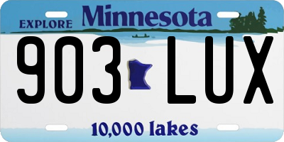 MN license plate 903LUX