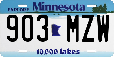 MN license plate 903MZW