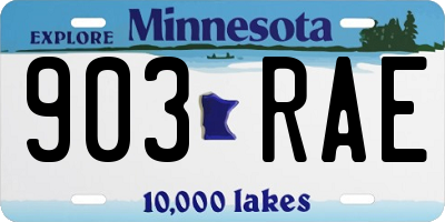 MN license plate 903RAE