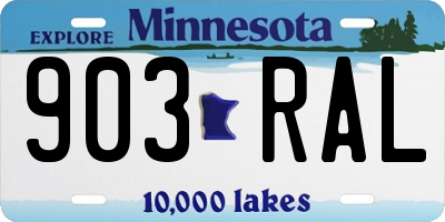 MN license plate 903RAL