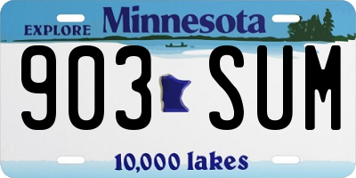 MN license plate 903SUM