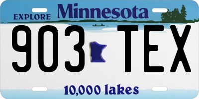 MN license plate 903TEX