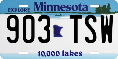 MN license plate 903TSW